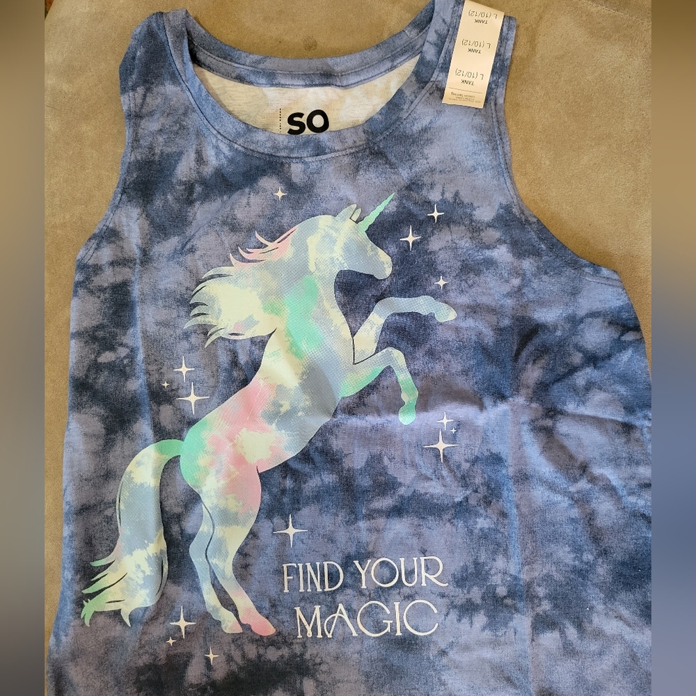 NWT Girls Unicorn Tank top Size 10/12 L